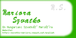 mariora szvatko business card
